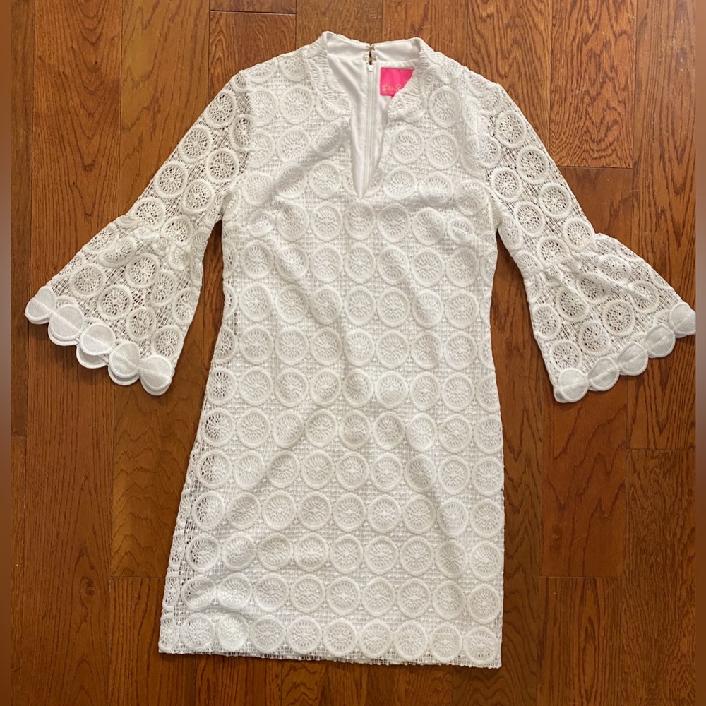 Lilly Pulitzer Zelle Dress Resort White Zanzibar Lace